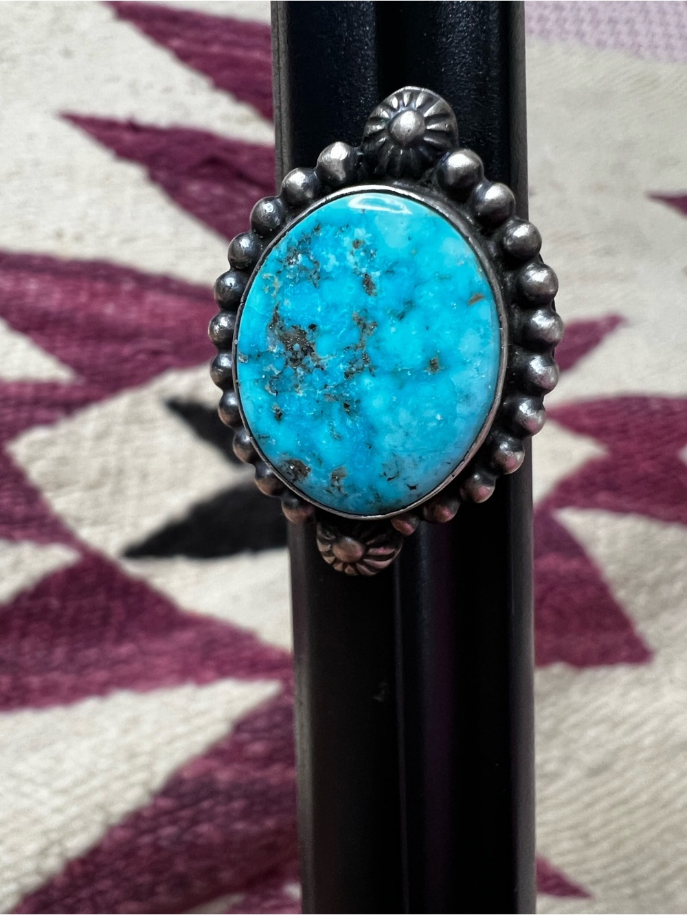 Robert Shakey Navajo Sterling Silver Turquoise Statement Ring Sz 8 - Picture 7 of 10